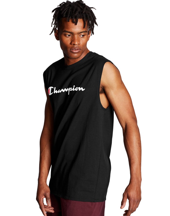 Champion Classic Jersey Script Logo Tanktop Heren - Zwart - Belgie 7486WOACD